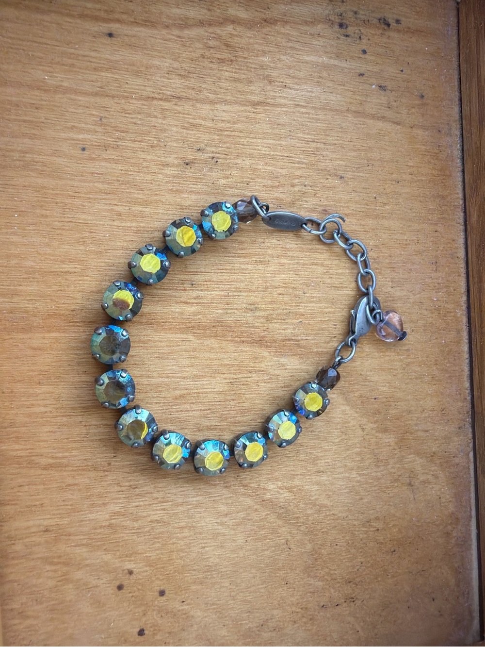 Sabika Aurora Borealis Crystal Bracelet Blue Green Gold Adjustable